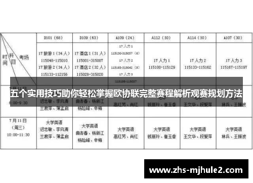五个实用技巧助你轻松掌握欧协联完整赛程解析观赛规划方法